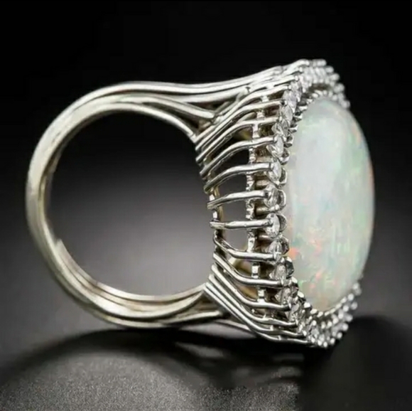 New Silver Fire Opal Ring - Picture 3 of 6